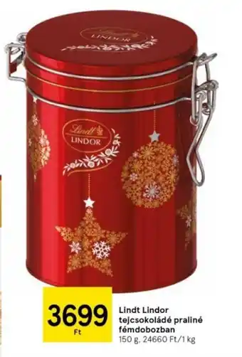 Tesco Lindt Lindor tejcsokoládé praliné fémdobozban 150g ajánlat