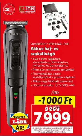 Lidl SILVERCREST PERSONAL CARE Akkus haj- és szakállvágó 1 db ajánlat