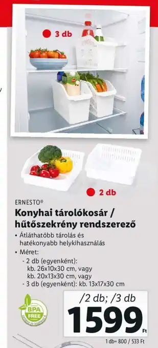 Lidl ERNESTO Konyhai tárolókosár stb. 2 / 3 db ajánlat