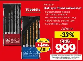 Lidl PARKSIDE Hatlapú fúrószárkészlet ajánlat