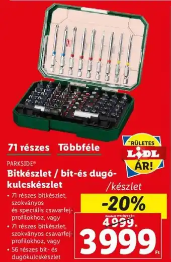 Lidl PARKSIDE Bitkészlet / bit-és dugó-kulcskészlet ajánlat