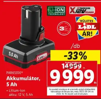 Lidl PARKSIDE Akkumulátor, 5 Ah 1 db ajánlat