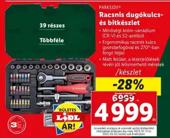 Lidl PARKSIDE Racsnis dugókulcs- és bitkészlet ajánlat