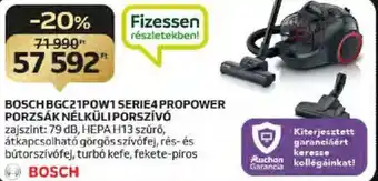 Auchan BOSCH SERIE4 PROPOWER PORZSÁK NÉLKÜLI PORSZÍVÓ 1 db ajánlat
