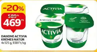 Auchan DANONE ACTIVIA KRÉMES NATÚR 4 x 125 g ajánlat