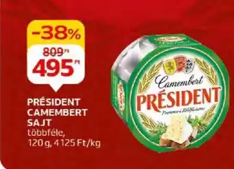 Auchan PRÉSIDENT CAMEMBERT SAJT 120g ajánlat