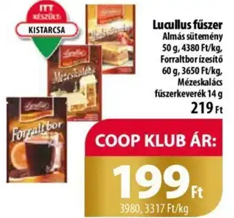 Lucullus fűszer Almás sütemény 50 g, Forraltbor ízesítő 60 g, Mézeskalács fűszerkeverék 14 g