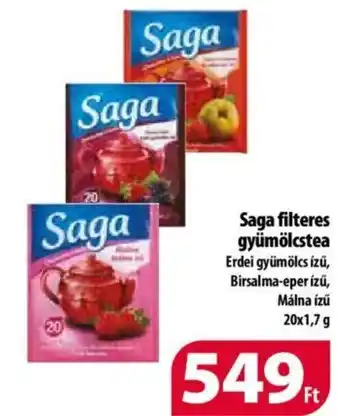 Coop Saga filteres gyümölcstea 20x1,7g ajánlat