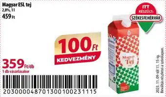 Coop Magyar ESL tej 2,8%, 1l ajánlat