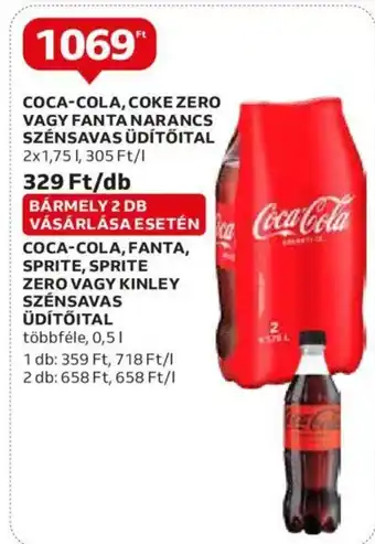 Auchan COCA-COLA, COKE ZERO stb. 2 x 1,75 l ajánlat