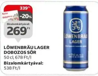 Auchan LÖWENBRÄU LAGER DOBOZOS SÖR 50 cl ajánlat