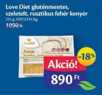 EcoFamily Love Diet gluténmentes szeletelt rusztikus fehér kenyér 235 g ajánlat