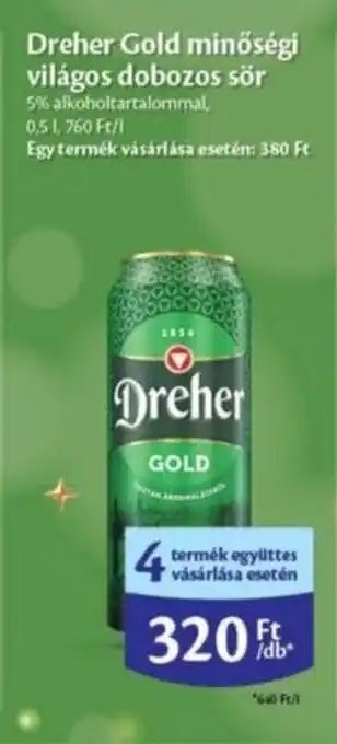 EcoFamily Dreher Gold minőségi világos dobozos sör 0,5l ajánlat