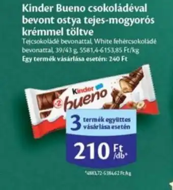 Kinder Bueno csokoládéval bevont ostya tejes mogyorós krémmel töltve 43g