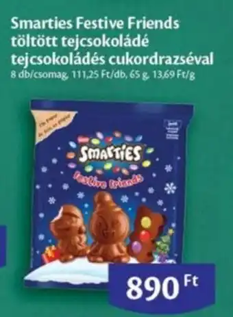 Smarties Festive Friends töltött tejcsokoládé tejcsokoládés cukordrazséval 65g