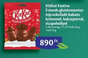 KitKat Festive Friends gluténmentes tejcsokoládé kakaós krémmel kekszporral rizspehellyel 65g