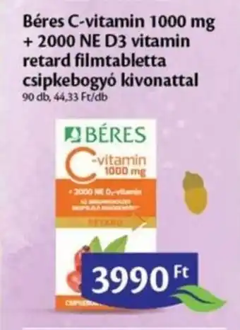 EcoFamily Béres C vitamin 1000 mg 2000 NE D3 vitamin retard filmtabletta csipkebogyó kivonattal ajánlat