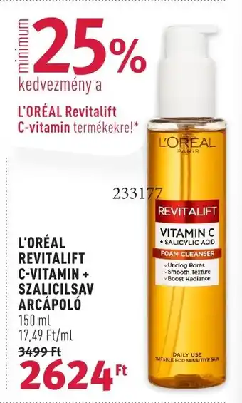 Rossmann L ORÉAL REVITALIFT C VITAMIN SZALICILSAV ARCÁPOLÓ 150 ml ajánlat
