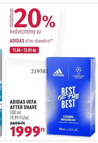ADIDAS UEFA AFTER SHAVE 100 ml