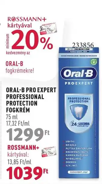 Rossmann ORAL-B PRO EXPERT PROFESSIONAL PROTECTION FOGKRÉM 75ml ajánlat