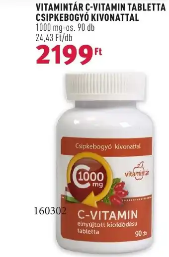 Rossmann VITAMINTÁR C VITAMIN TABLETTA CSIPKEBOGYÓ KIVONATTAL ajánlat