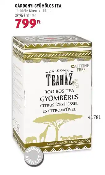 Rossmann GÁRDONYI GYÜMÖLCS TEA ajánlat