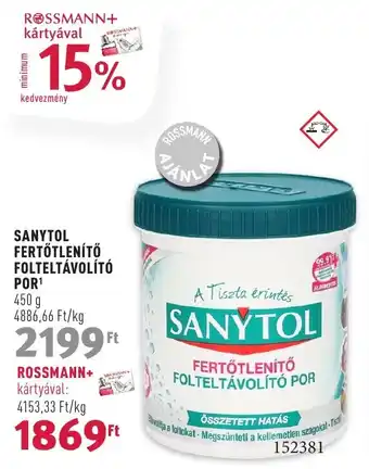 Rossmann SANYTOL FERTŐTLENÍTŐ FOLTELTÁVOLÍTÓ POR 450g ajánlat