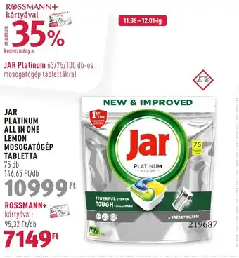 JAR PLATINUM ALL IN ONE LEMON MOSOGATÓGÉP TABLETTA