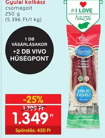 Interspar Gyulai kolbász 250g ajánlat