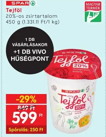 Interspar SPAR Tejföl 450g ajánlat