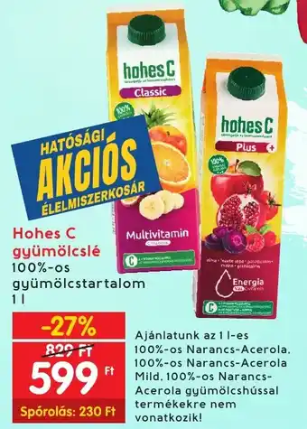Interspar Hohes C gyümölcslé 1l ajánlat