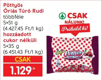 Spar Pöttyös Óriás Túró Rudi stb. 5 x 51 / 5 x 35 g ajánlat