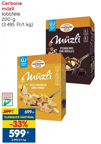 Spar Cerbona müzli 200 g ajánlat