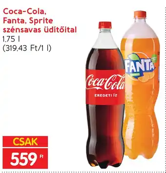 Spar Coca-Cola, Fanta, Sprite szénsavas üdítőital 1,75 l ajánlat