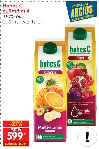 Spar Hohes C gyümölcslé 1 l ajánlat