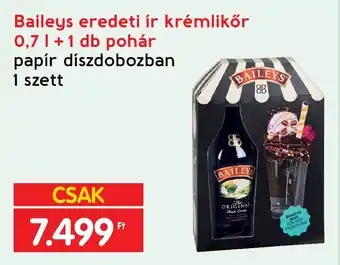 Spar Baileys eredeti ír krémlikőr 0,7 l + 1 db pohár ajánlat