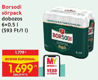 Spar Borsodi sörpack 6 x 0,5 l ajánlat