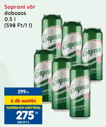 Spar Soproni sör 0,5 l ajánlat