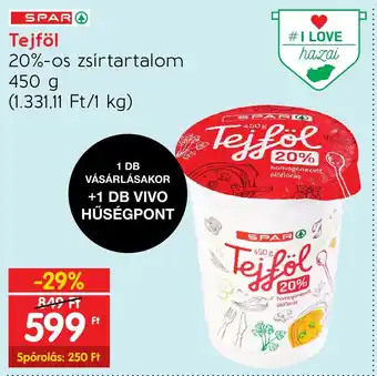 Spar SPAR Tejföl 450 g ajánlat