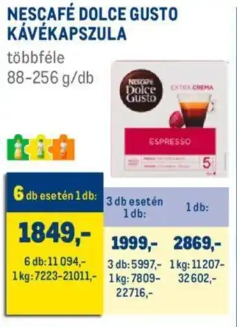 Metro NESCAFÉ DOLCE GUSTO KÁVÉKAPSZULA 256g ajánlat