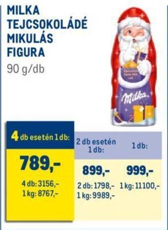 Metro MILKA TEJCSOKOLÁDÉ MIKULÁS FIGURA 90g ajánlat