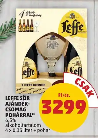PENNY LEFFE SÖR AJÁNDÉK- CSOMAG POHÁRRAL 4 x 0,33 l ajánlat
