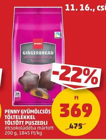 PENNY PENNY GYÜMÖLCSÖS TÖLTELÉKKEL TÖLTÖTT PUSZEDLI 200 g ajánlat