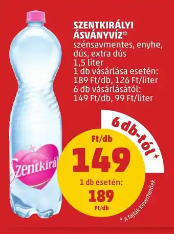 PENNY SZENTKIRÁLYI ÁSVÁNYVÍZ 1,5 l ajánlat