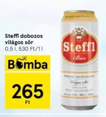 Steffl dobozos világos sör 0,5 l