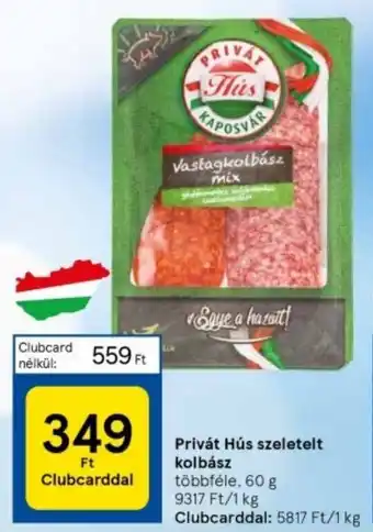 Tesco Privát Hús szeletelt kolbász 60 g ajánlat