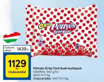 Tesco Pöttyös Óriás Túró Rudi multipack 5 x 51 g ajánlat
