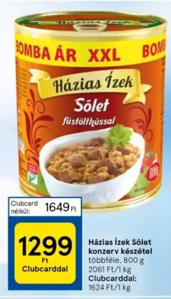 Tesco Házias ízek Sólet konzerv készétel 800 g ajánlat