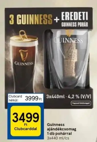 Tesco Guinness ajándékcsomag 1 db pohárral 3 x 440 ml ajánlat