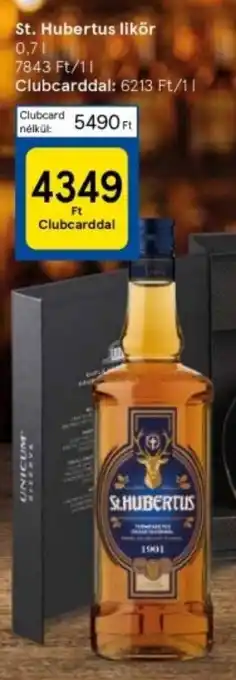 Tesco St. Hubertus likör 0,7 l ajánlat